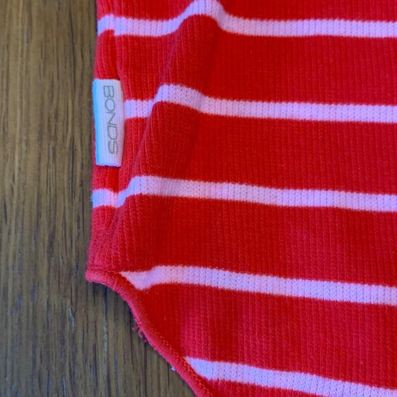 BONDS Red Striped Bodysuit Baby 6-12 0 Holiday Christmas Onesie Infant Stripes - Picture 4 of 6